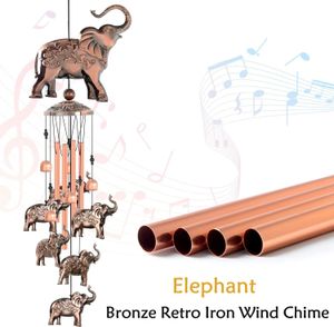 Decorative Objects Figurines Aluminum tube Elephant Wind Chimes Bronze Retro Iron Wind Chimes Wind Bells for Indoor and Outdoor Home Garden Decoration Gifts 230804