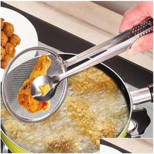 Utensili da cucina Cucchiaio filtrante in acciaio inox Cestello per friggere l'olio da cucina con clip Filtro Mti-funzionale Accessori Strumenti Insalata Bb Dhfzu