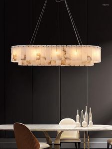 Lampadari di alta qualità Ovale Rotondo Design in marmo Lampade a sospensione a LED Lampadario Illuminazione Apparecchio a sospensione Lampen per sala da pranzo