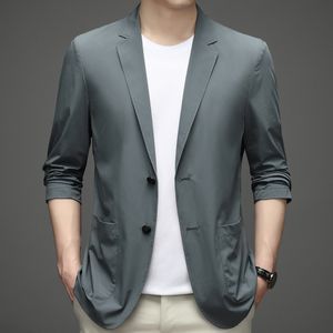 Ternos Masculinos Blazers Jaqueta Masculina Verão Ultrafino Respirável Alta Elástica Leve Gelo Seda Proteção Solar Jaqueta Casual Masculina 230804