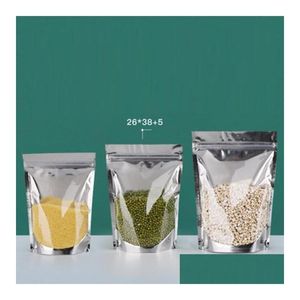 Sacos de embalagem por atacado 400 pçs mylar stand up folha de alumínio pacote transparente para armazenamento de café de alimentos reselável zip lock saco drop del dhiyt