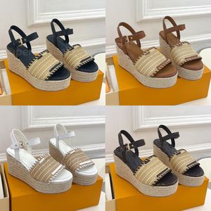 Designer Starboard Sandals Women Wedge Sandals Straw Shoe Open Toe Platform Shoes Wedge Shoes With Box 35-41