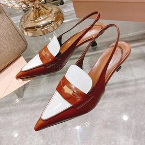 slingback heels shoes woman designer sandles leather penny loafers with heel pointed toe Sandals Slingback Pumps kitten Heel Comfy Fashion Loafer Sandal dress Shoe