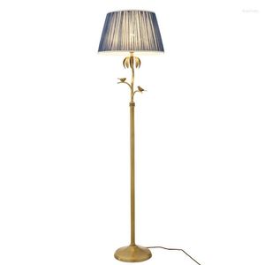 Golvlampor American Country Modern Copper Lamp mässing Light Bird Tabell 2 Ljus Golden Tree Branch Leaf Standard