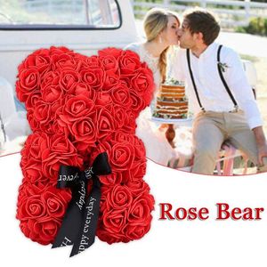 Decorative Flowers 25cmFoam Bear Of Rose Dolls PE Artificial Handmade Romantic Love Flower Toy Valentine's Day Wedding Year Gift