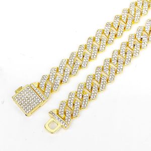 necklace designer for women silver necklace men chain clover Micro Pave Prong Cuban Chain Necklaces Fashion Hiphop Full Iced Out Rhinestones Jewelry For Men Women