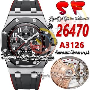 SF jjf26470 Vampire Mens Watch A3126 Chronograph Automatic 42mm Steel Case Ceramic Bezel Black Textured Dial Red Rubber Strap 2022 Super Edition eternity Watches