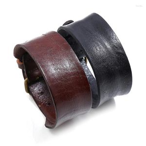 Bangle äkta läder manschettbrett armband enkel stil rep armband brun svart för män mode kohude armband unisex smycken gåva
