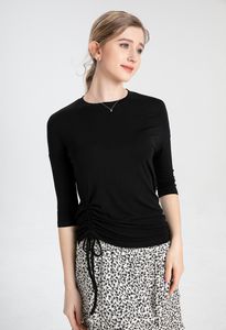 Women's Hoodies Sweatshirts Fashion Summer String T Shirt mjukt och andningsbart modal tyg 3/4 Sleeve Woman kläder 230804