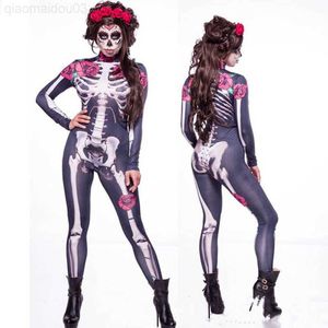 Costume a tema Halloween Spaventoso Cosplay Scheletro spaventoso Rosa Tuta sexy Masquerade Carnevale Zombie spaventoso Vieni per le donne Tuta 2022 Nuovo L230804