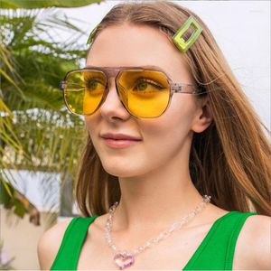 Sunglasses Large Frame Flat Roof Women's Brand Designer Oval Sun Glasses Outdoor Driving Lady Eyewear UV400