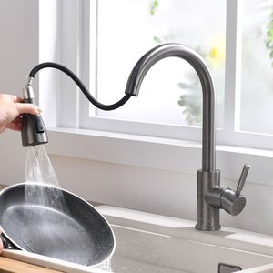 Kitchen Faucets Single Hole Pull Out Spout Kitchen Sink Mixer Tap Stream Sprayer Head Chrome/Mixer Tap