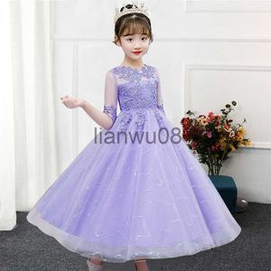 Girl's Dresses Summer Dresses Girls Blue Piano Costume White Purple Princess Dress Evening Girl Birthday Party Baby Kid Wedding Ceremony Dress x0806