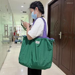 Sacolas de compras Bolsa média com cordão reutilizável Bolsa ecológica dobrável Viagem ombro armazenamento senhoras