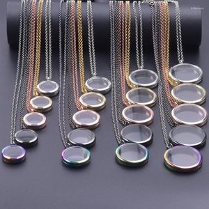 Naszyjniki wiszące 1pc 25-40 mm mieszanka kolor skrętu Szklany Pamięć Meduket dla kobiet mężczyzn okrągłe żywe koła biżuterii
