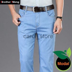 Herren Jeans Sommer Herren Hellblaue dünne Jeans Modal Stoff Hochwertige Business Casual Stretch Jean Hose Männliche Markenhose Dunkelgrau J230806