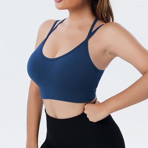 Completo da yoga Reggiseno push-up professionale senza spalline Top da corsa per fitness Sexy Crop Abbigliamento sportivo Intimo da palestra a costine Donna