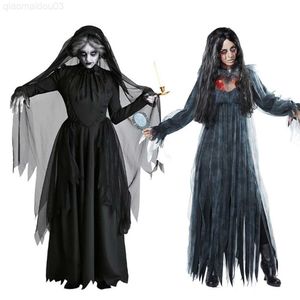 Theme Costume Witch Women Scary Zombie Vampire Halloween Come Horror Spooky Ghost Sexy Dress Hooded Cape Death Robe L230804