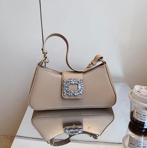 Bolsas de ombro femininas de fábrica por atacado 5 cores tendência de rua bolsa de celular de couro de cor sólida bolsa de diamante elegante mochila de fivela popular deste ano 6163 #