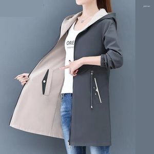 Women's Jackets Autumn Windbreak Female Jacket Women Clothing Hooded Coats Casual Basic Two Side Wear Mid Long Trench Coat Outwear