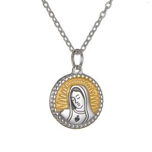 ペンダントネックレスドロップバージンメアリーネックレスステンレス鋼の宗教メダルコイン女性男性
