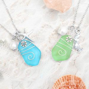 Chains Fashion Starfish Mermaid Pendant Necklace Simple Sweater Chain Clavicle Jewelry Sea Glass Pearl