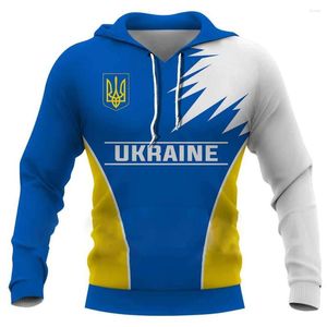 メンズパーカーウクライナのフーディープルオーバー長袖のセーター特大ユニセックス衣類ウクライナ旗ナショナルエンブレムプリントトップス