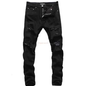 Projektant odzieży Amires dżinsowe spodnie cztery sezony nowe męskie dżinsy Amas Perforowane dżinsy męskie czarne mody 289