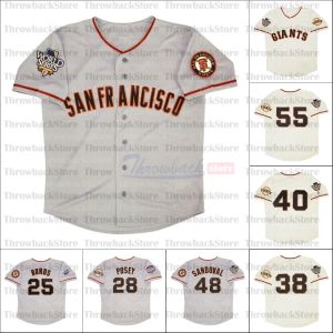 Niestandardowe mężczyźni Kobiety Młodzież Dzieci San Francisco''giants''Jerseys 55 Tim Lincecum 25 Barry Bonds 40 Madison Bumgarner 28 Buster Posey Baseball