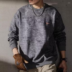 メンズフーディーズ秋のセーター韓国韓国グラフィティロングスリーブTシャツファッション衣料ホワイトoネックハラジュクトップ2023