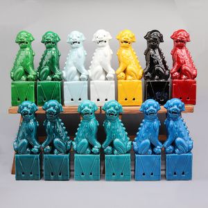 Dekorativa föremål Figurer Par Foo Dogs Fu Dogs Buddha Dogs Chinese Guardian Lions Ceramic Sculpture Home Decoration 230804