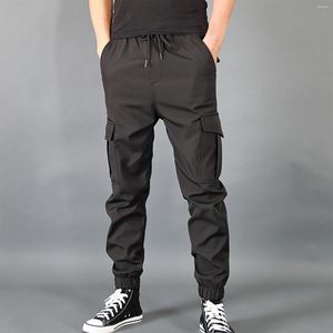 Calça Masculina Homem Cargo Verão Cor Sólida Bolsos Casuais Estilo Fino Algodão Roupas para Outdoor Street Y2K Calças Retas