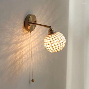 Wall Lamp Modern Ceramic Minimalist Gold Metal LED Light Living Room Bedroom Bedside Decor Sconce Lighting Fixtures