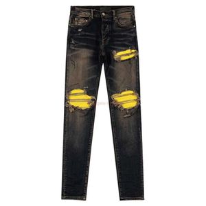 Designer Clothing Amires Jeans Denim Pants amizy Nowy high Street Heavy Industry Washed krzyk w trudnej sytuacji w Slim Fit Dżinsy Mens111