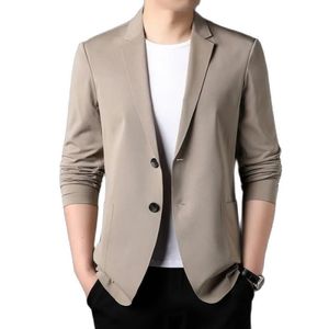 Abiti da uomo Blazer Ehioe Giacca da uomo da uomo Estate Ultra-sottile traspirante Alta elasticità Leggera Seta di ghiaccio Protezione solare Giacca da abito casual 230804