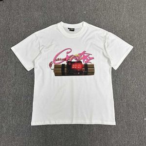 時限爆弾カラーレタープリントラウンドネックメンズTシャツラウンドネックカジュアルファッショントップカップ