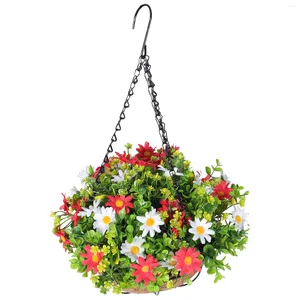Decorative Flowers Hanging Flowerpot Gardening Basket Artificial Baskets Pendant Iron Outdoor