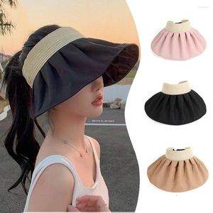 Wide Brim Hats Sun Visor Korean Style Cap For Girl Beach Large Empty Top Women Hat Summer Sunscreen