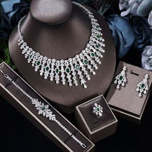 Bröllopsmycken set berömda varumärke 4st brud zirkonium fullt för kvinnor parti Dubai Nigeria CZ Crystal 230804