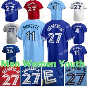 Toronto Blue''Jays''27 Vladimir Guerrero Jr.11 Bo Bichette Alejandro Kirk Alek Manoah 26 Matt Chapman Springer Hernandez 13 Gurriel Jr. Maglie da baseball