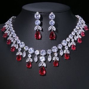 Wedding Jewelry Sets AMC Winter Exquisite AAA Zircon Earring Necklace For Brides Luxury Set Accessoris Women 230804