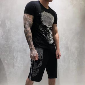Męskie koszule ppriend men t-shirt marka odzieży 2023 Letnia moda krystaliczna czaszka