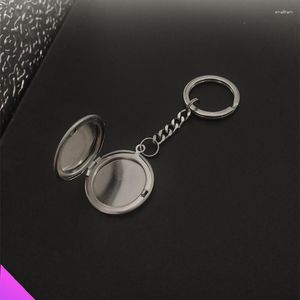 Keychains Keychain Link Glossy Round Po Frame Pendant Stainless Steel Jewelry Paper Box Free Laser Christmas