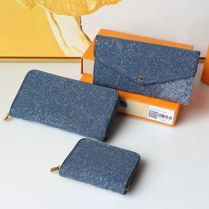 2023 Fashion flowers designer zipper denim wallets luxurys Men Women leather bags High Quality Classic Letters coin Purse Original Box Plaid card holder M60171B1