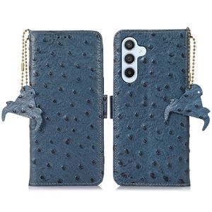 Magnetic Genuine Leather Folio Phone Case for iPhone 14 13 Pro Max Samsung Galaxy S23 Ultra S22 A25 A54 5G Google Pixel 8 8Pro 7A Sony Xperia 1 5 10 Ostrich Wallet Shell