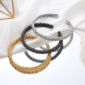 Bangle Europe And The United States Open Stainless Steel Wire Braided C-type Bracelet