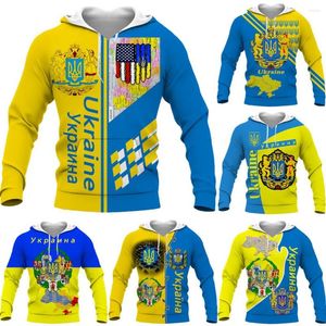 Herrtröjor 2023 mode retro ukraina flagga 3d tryckt tröja unisex pullover par personlighet avslappnad toppar plus storlek