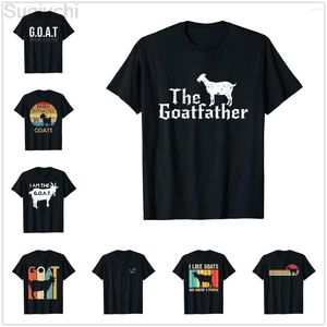 Camisetas masculinas de algodão The Goatfather Goat Lover Animal Funny T-Shirt Graphic Harajuku Fashion Tee XS-5XL