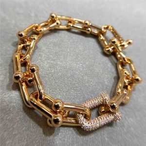 Het plockning tff v guldpläterad mijin spänne armband med hästsko spänne krage slät ansikte mens och kvinnor samma stil full diamantspänne armband