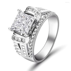 Bröllopsringar Luxury Domineer Full Arm Set Zircon Ring för manlig Simple Wide Finger Party Engagement Smycken